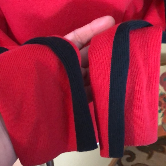 Vintage RALPH LAUREN Size Large Pullover Red Black Ribbed Cotton Embroidery Flag - Picture 14 of 16